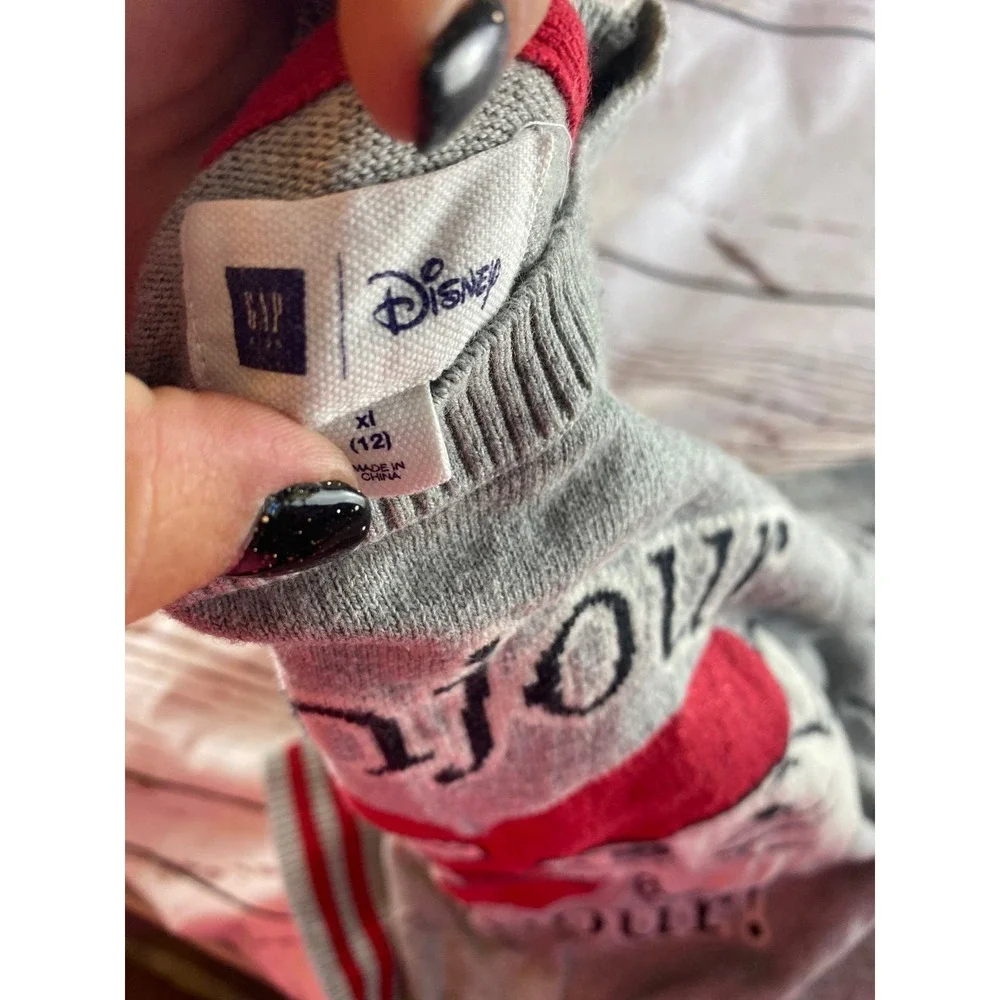 Gap Kids Disney Aristocats Gray Knit Sweater Bonjour l'amour Girls XL 12